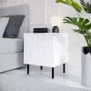 Comodino Cama Meble JUNGLE 53,5×40,5×44 cm bianco opaco, MDF e truciolare, gambe nere, set da 2