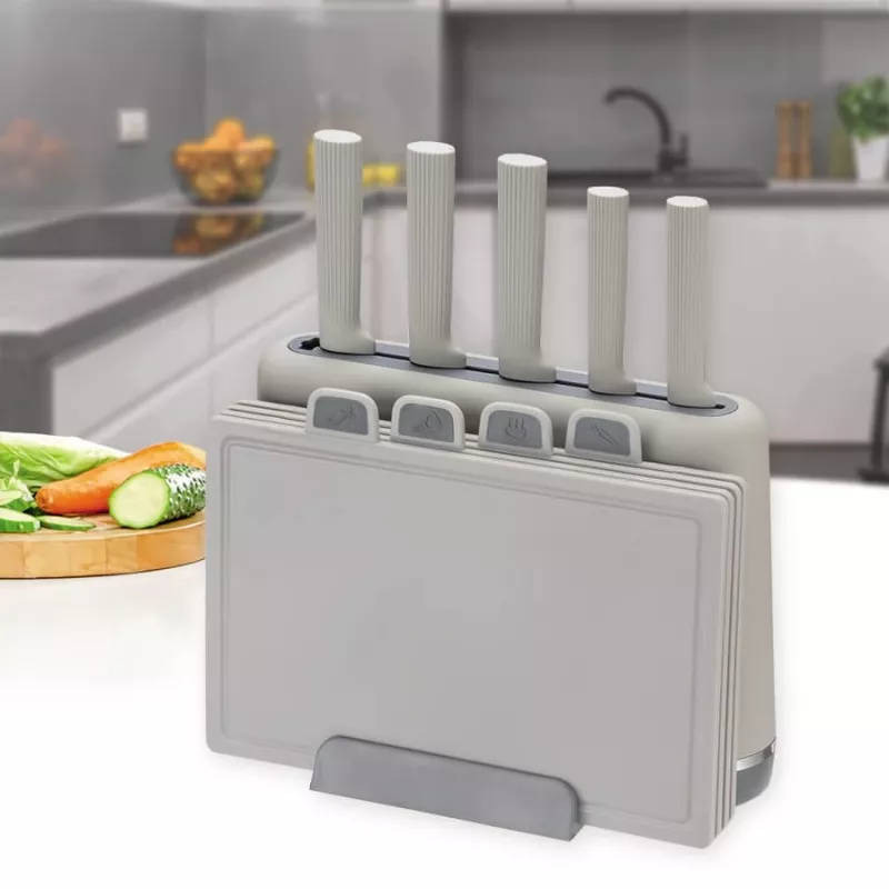 Maestro MR-1412-GREY set di coltelli con ceppo e set di taglieri, grigio