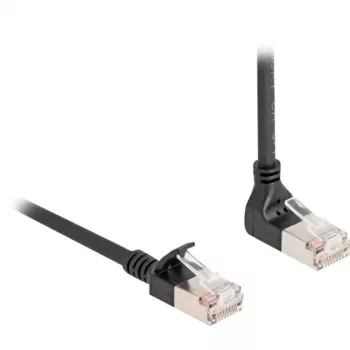 Delock - Cavo di rete - RJ-45 (M) piegato verso l'alto a RJ-45 (M) dritto - 2,0 m - 4,5 mm - S/FTP - CAT 6a - schermato, senza alogeni - nero (80288)
