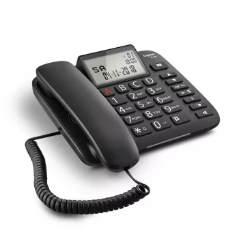 Telefono analogico Gigaset DL380 con identificazione chiamante, cornetta con filo, nero