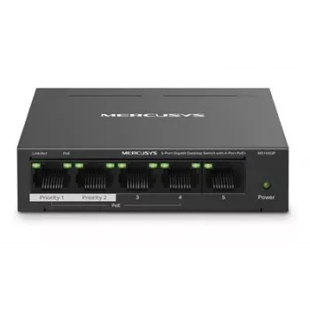 Mercusys switch desktop 5 porte Gigabit con 4 porte PoE+