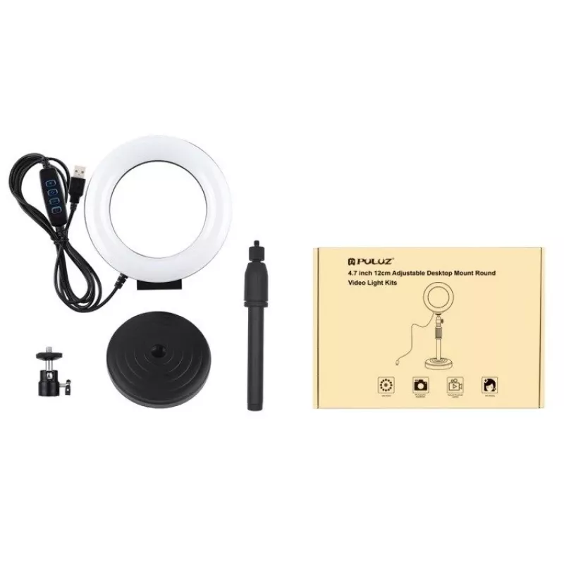 Lampada LED ad anello Puluz con treppiede regolabile PU391