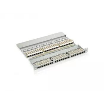 Equip patch panel 48 porte Cat.6 schermato, nero, RJ-45, oro, Cat6, montaggio rack, 1U, nero