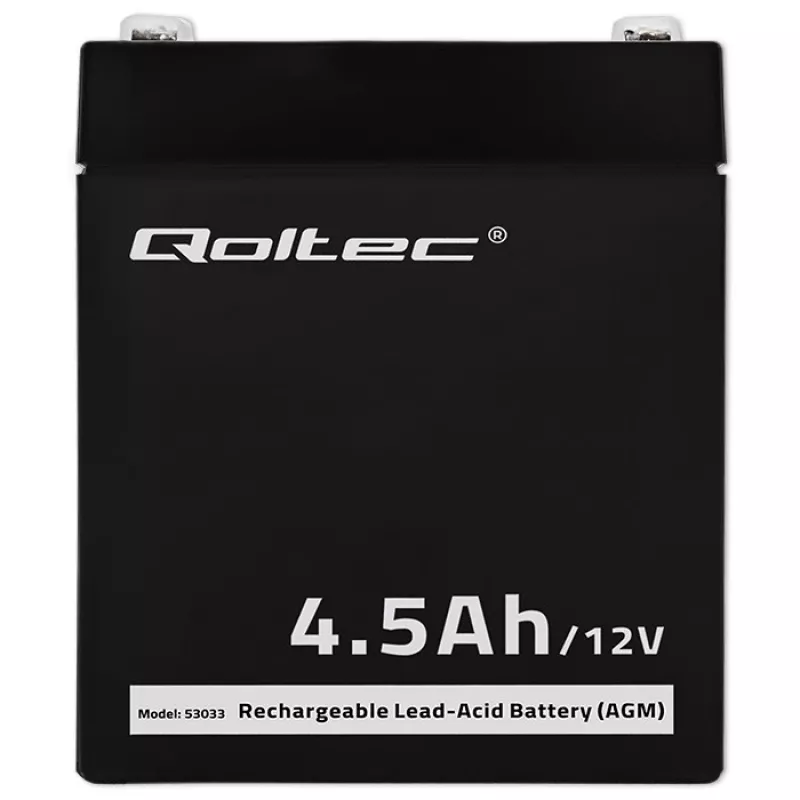 Qoltec 53033 batteria AGM 12 V 4,5 Ah, max 1,35 A, senza manutenzione