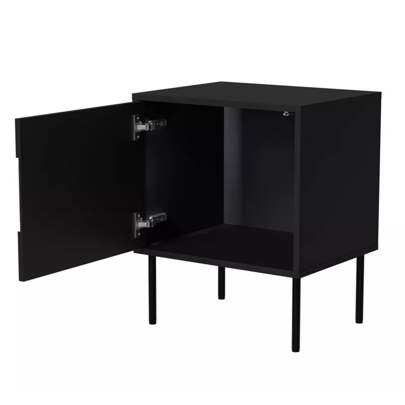 Comodino Cama INSERTO, 2 pz., 50x40x61.5 cm, nero + LED