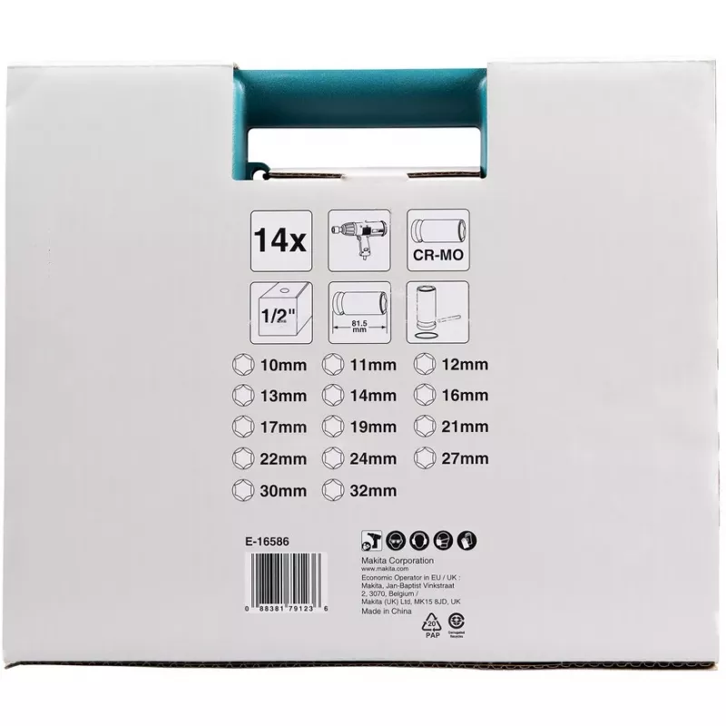 Makita E-16586 chiave a bussola per avvitatore a impulsi set di chiavi a bussola nero, verde