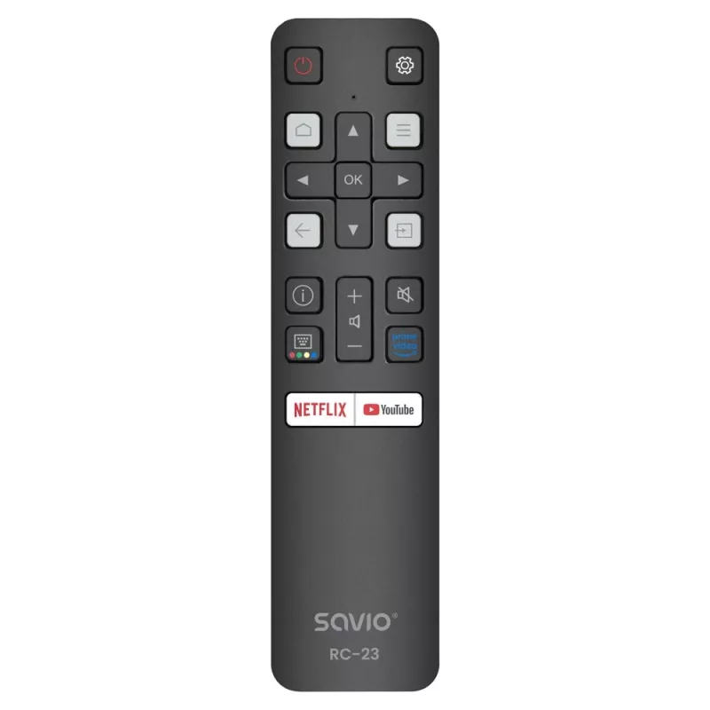 Telecomando universale IR SAVIO RC-23 per TV TCL — 19 tasti, portata 10 m