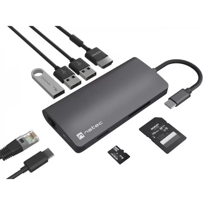 Docking station NATEC NMP-2162 USB 3.2 Gen 1 Type-C grigio con filo