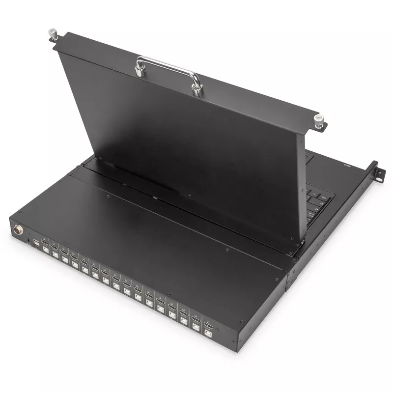 Console KVM Digitus 17 pollici HD LCD 16 porte HDMI tastiera tedesca