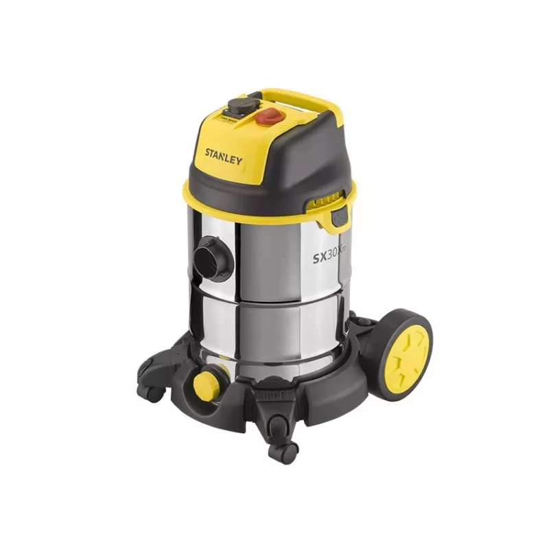 STANLEY SXVC30XTDE aspiratore solidi e liquidi, 30 l, 1600 W, acciaio inox, nero/giallo