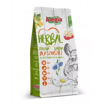 Mangime secco Alegia Herbal per cincillà 600 g — alimento completo per cincillà adulti, senza cereali, senza glutine, gusto frutta