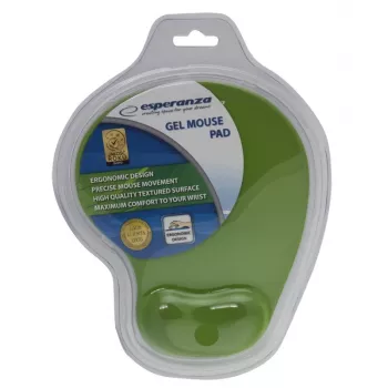Tappetino per mouse ESPERANZA EA137G gel con poggiapolsi, tinta unita verde, base antiscivolo