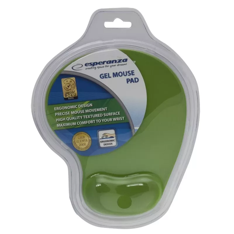 Tappetino per mouse ESPERANZA EA137G gel con poggiapolsi, tinta unita verde, base antiscivolo