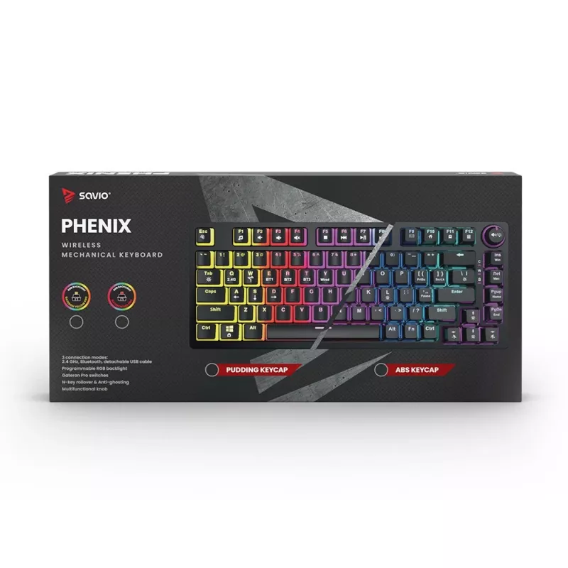 Tastiera gaming Savio SAVGK-PHENIX RED PUDDING meccanica RGB wireless