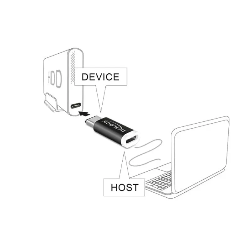Delock - Adattatore USB - 24 pin USB-C (M) a Micro-USB Type-B (F) - USB 3.1 - nero (65678)