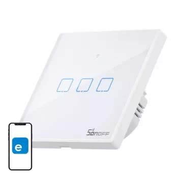 Interruttore luminoso smart da parete Sonoff T2 EU TX 3 canali Wi‑Fi + RF 433