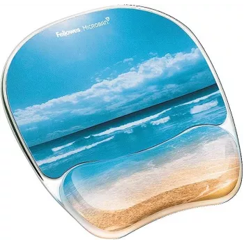 Poggiapolsi per mousepad Fellowes - Mousepad in gel con base antiscivolo in gomma e protezione antibatterica - Mousepad ergonomico per computer, laptop, home office - beige sabbia