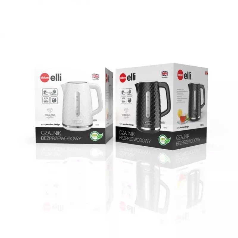 C280C ELDOM bollitore ELLI, capacità 1,7 l, potenza 2200 W, nero, Strix, nero