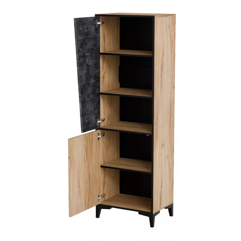 Scaffale Cama Meble OVO 2D libreria 50×38×182,5 cm rovere/cemento