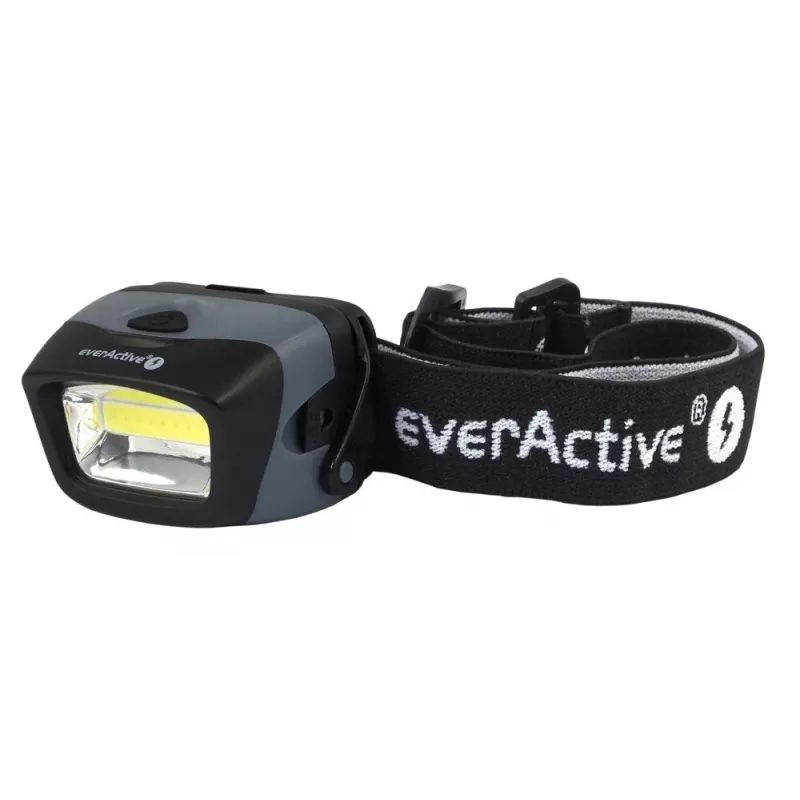 Lampada frontale everActive HL-150, torcia frontale, 150 lm, 3 W, IPX4, 3×AAA, nera