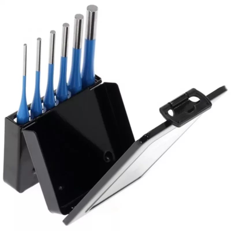 Set cacciaspine 316 D, 6 pezzi (blu, in custodia metallica pieghevole)