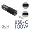 Akyga AK-CH-26 caricabatterie da auto GaN 12/24 V, 100 W, USB-C PD 3.0 + USB-A QC 3.0, grigio