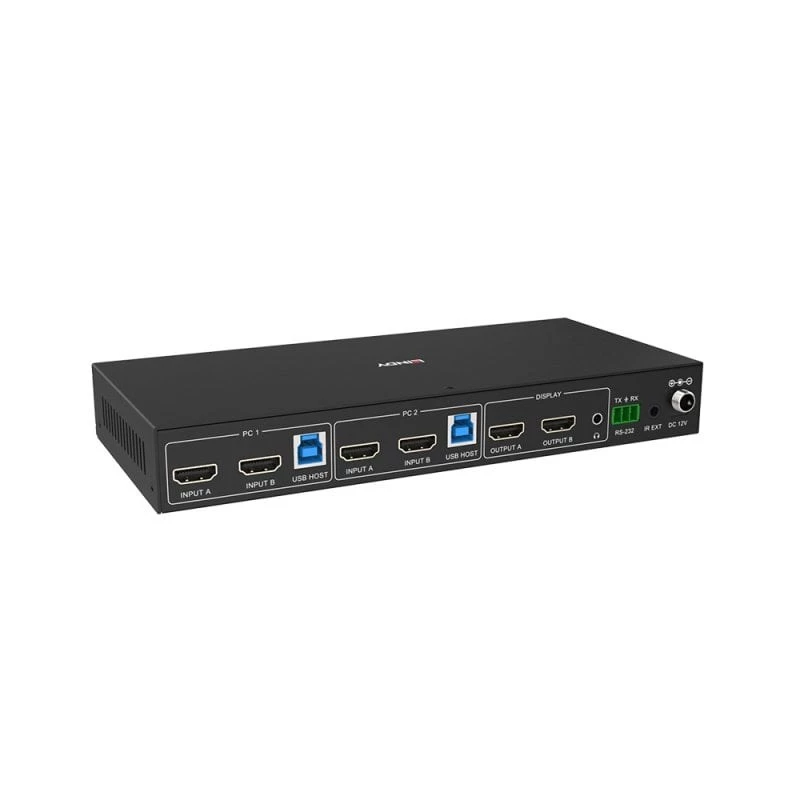 Lindy switch KVM 2 porte Dual Head HDMI 4K60, USB 3.0, 4096 x 2160 pixel, 4K Ultra HD, nero