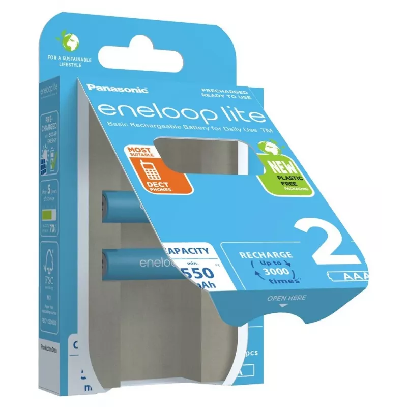 Batterie ricaricabili PANASONIC ENELOOP LITE AAA 550 mAh 2 pz. (BK-4LCCE/2CP)