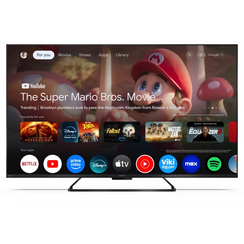 Smart TV Sharp 55HR7265E 55 pollici Google TV, nero, classe di efficienza energetica F
