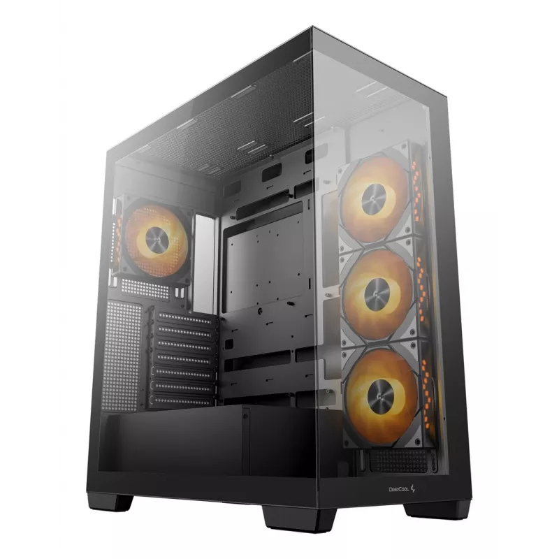 Case per PC DeepCool CG580 4F Midi Tower — ATX/ITX/MicroATX, vetro temperato, 3×120mm+1×120mm ventole, 2×3,5 pollici & 2×2,5 pollici, USB-A×2 USB-C×1, nero