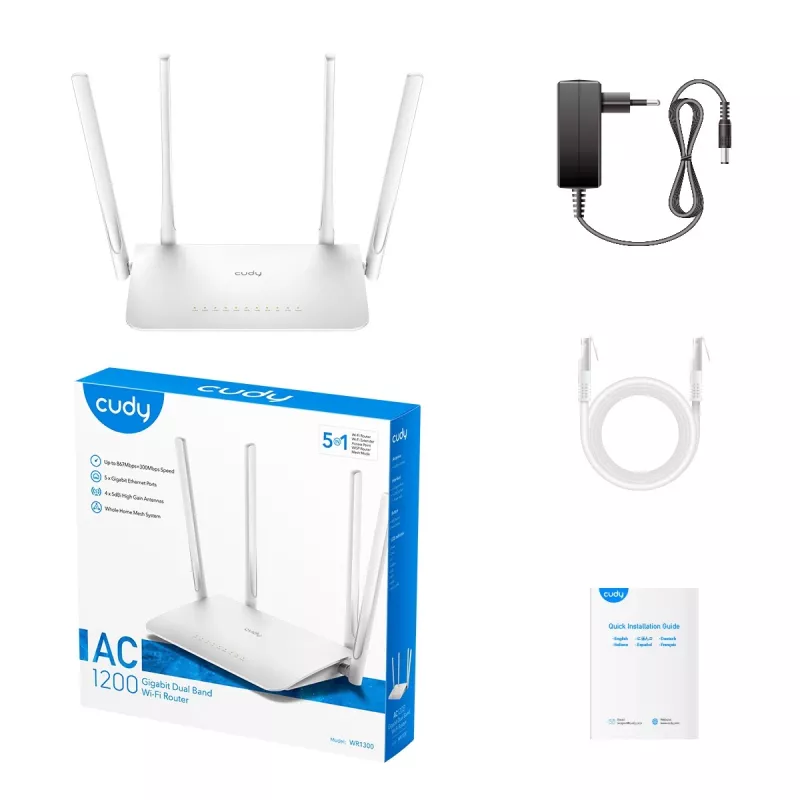 Cudy WR1300 router WLAN Gigabit Ethernet Dualband (2,4 GHz / 5 GHz) bianco