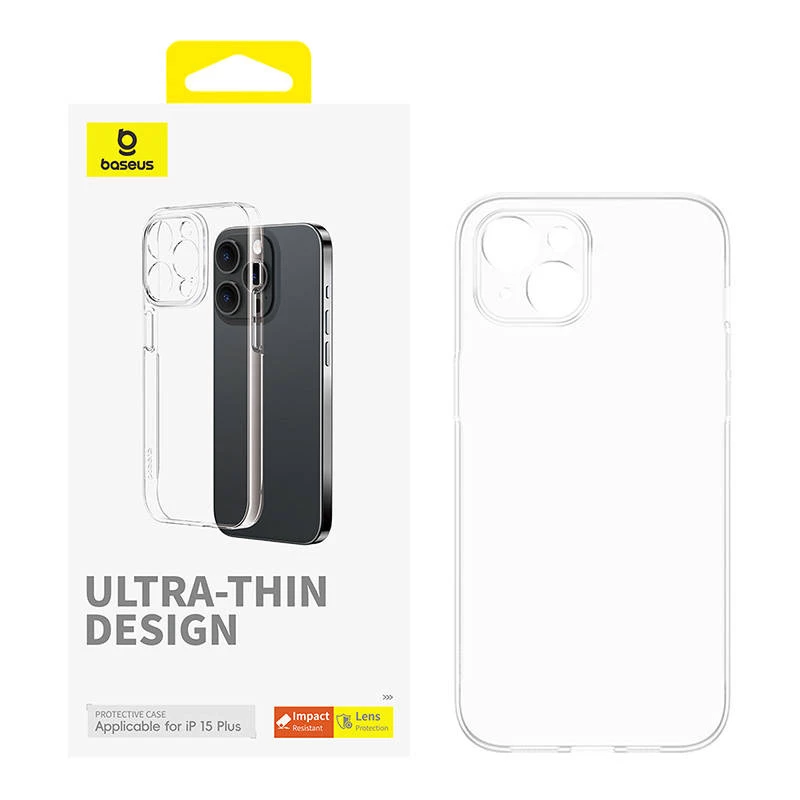 Custodia per telefono Baseus OS‑Lucent Series per iPhone 15 Plus, trasparente, sottile