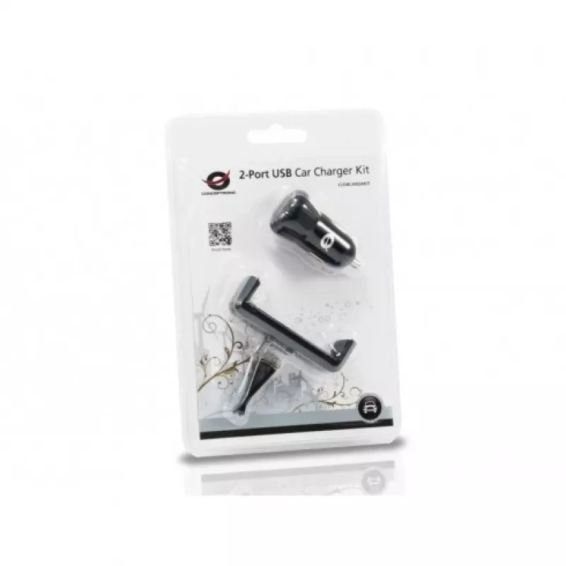 Kit caricabatterie da auto Conceptronic CUSBCAR2AKIT