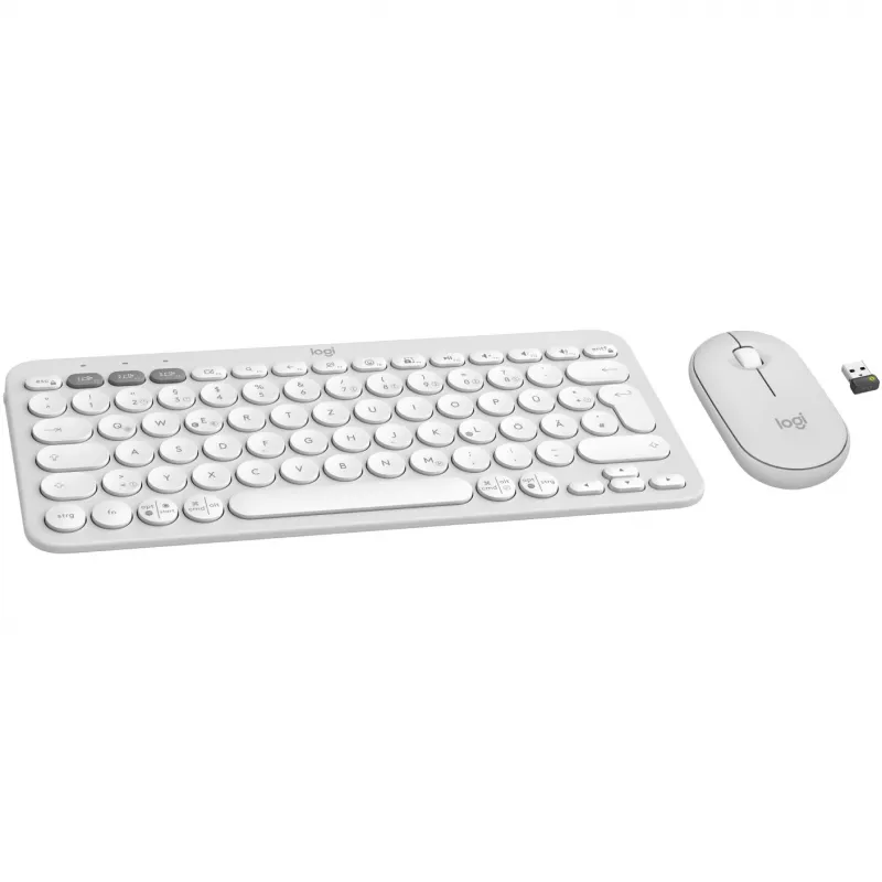 Logitech Pebble 2 Combo Set, bianco, wireless, tedesco, 920-012204