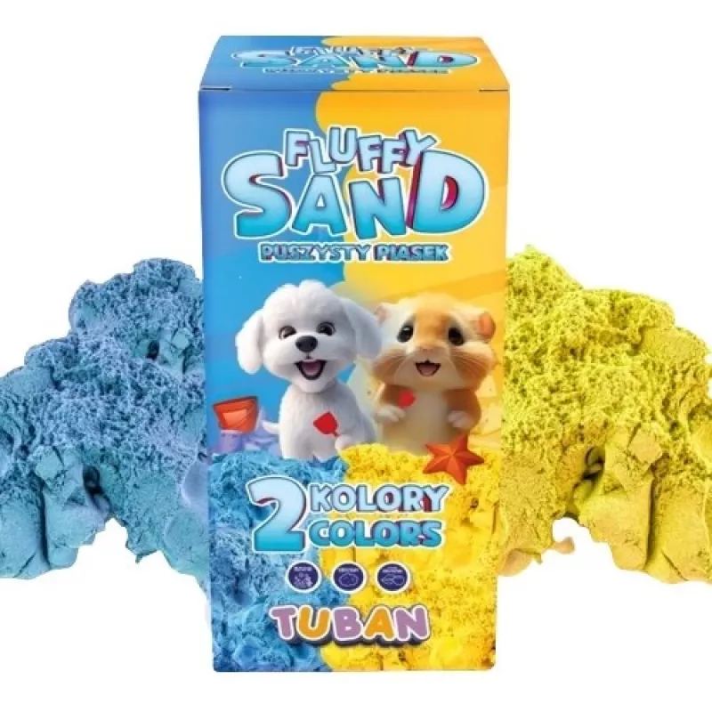 Set creativo per bambini TUBAN Tuban SET FLUFFY SAND – blu e giallo, 2 × 70 g, età 3+