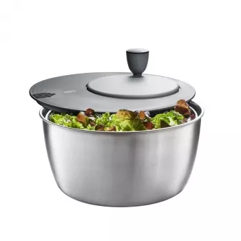 Centrifuga per insalata GEFU Rotare acciaio inox, azionamento a manovella, 3 L, corpo in acciaio inox, rotonda