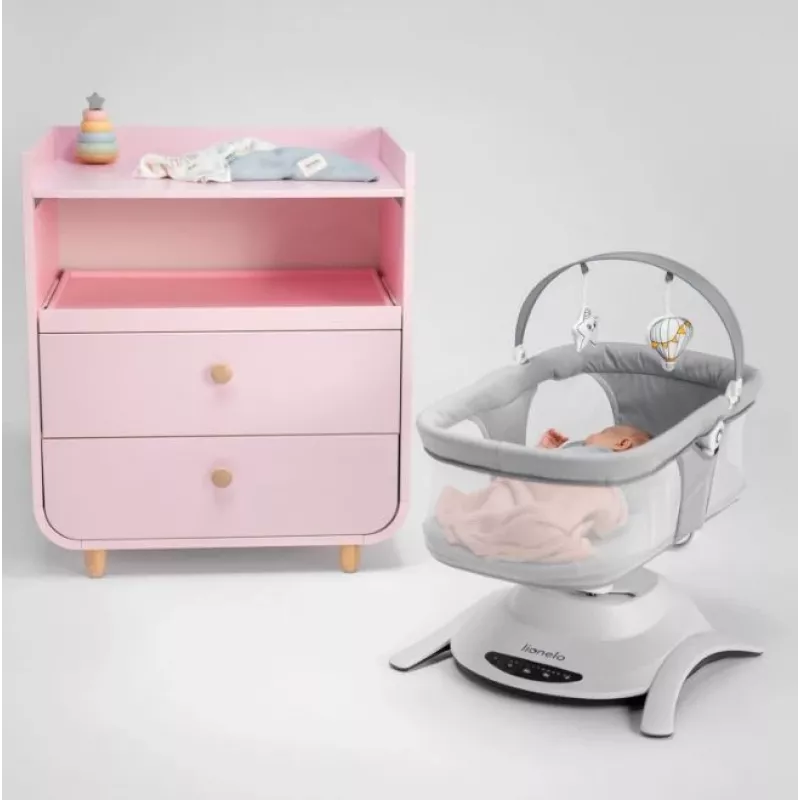 Culla / culla a dondolo Lionelo Bella Set grigio cemento – lettino per neonati con funzione dondolo