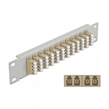 Patch panel fibra ottica DeLOCK 10 pollici 12 porte LC quad beige 1U grigio