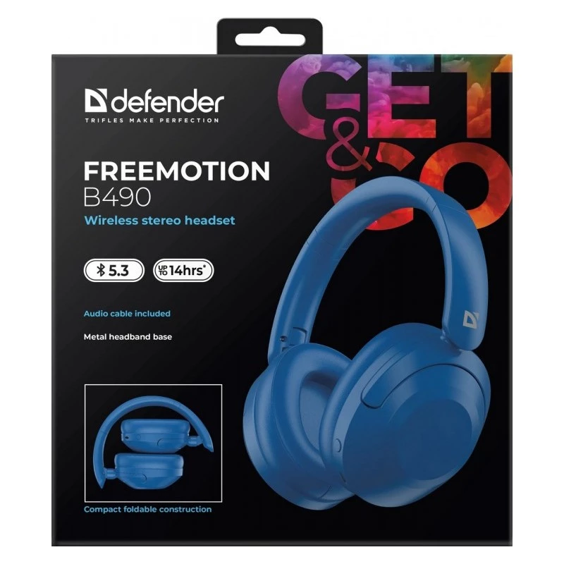 Cuffie wireless Defender Fre Emotion B490 — blu, on-ear, Bluetooth, microfono integrato