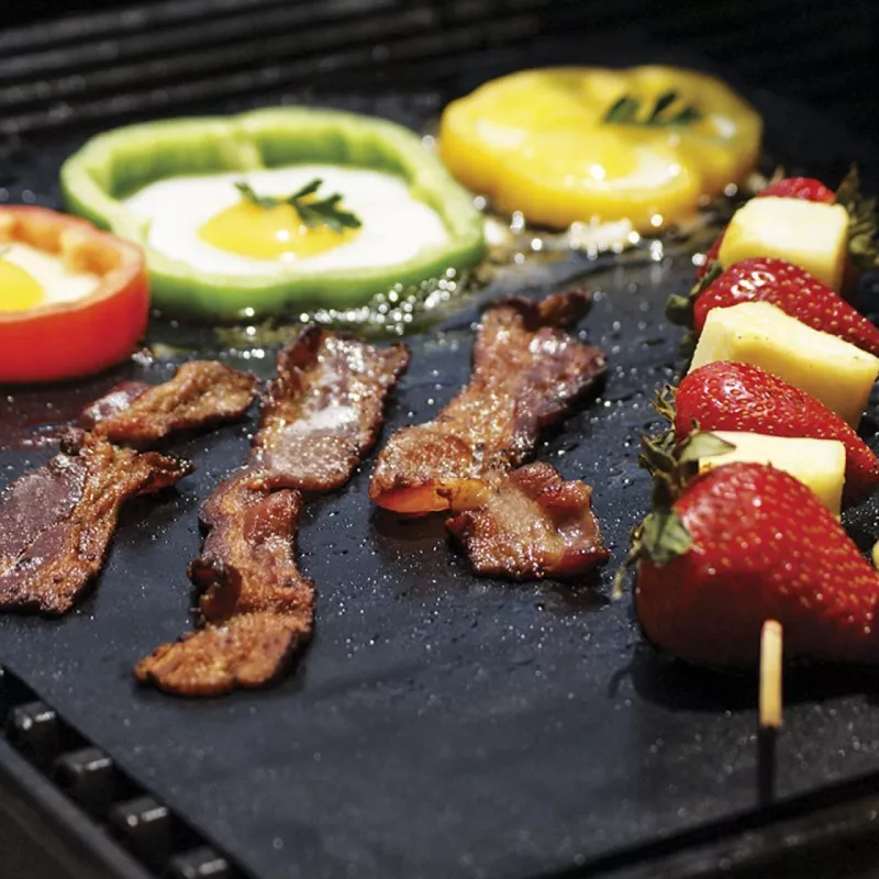 Tappetino grill BBQ in teflon confezione da 2 Extralink, 30 x 44 cm