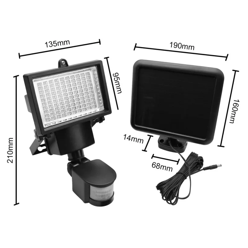 Maclean MCE442 Faretto LED solare con rilevatore di movimento lampada da parete crepuscolare IP44 6W 6000K