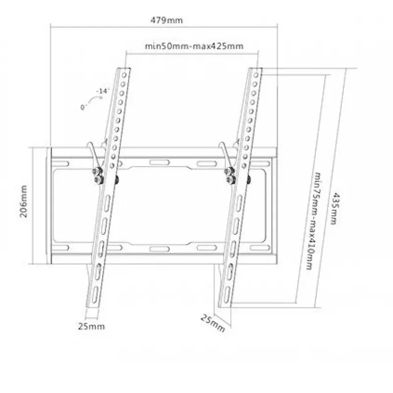 Sunne 32-55-ET staffa a parete inclinabile per TV, 32-55 pollici (81-140 cm), max 35 kg, nero