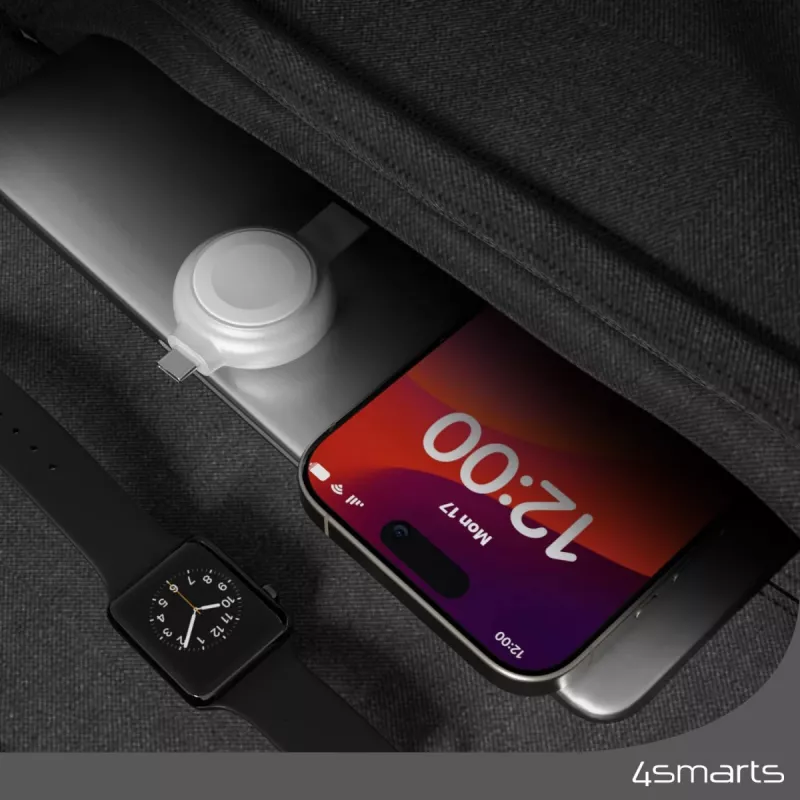 Caricabatterie 4smarts QI2 smartwatch argento USB ricarica rapida wireless