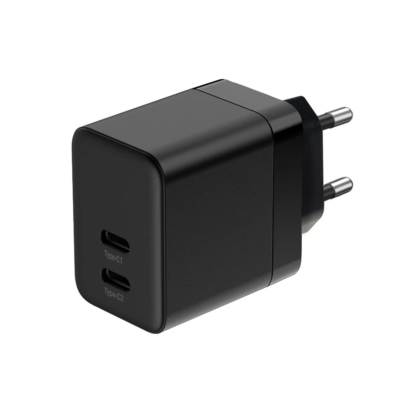Caricabatterie da parete Crong Ultra Compact GaN 35W PD 3.0 2x USB-C (nero)