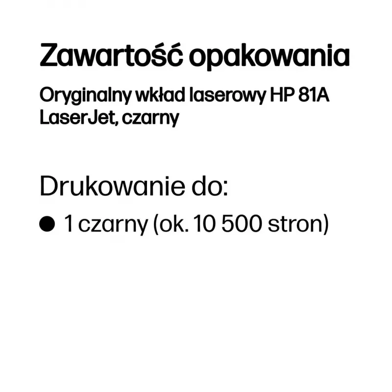 HP 81A cartuccia toner originale LaserJet nero, 10500 pagine, nero, 1 pezzo