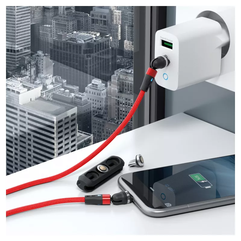 Cavo USB RealPower MagneticCharge2 1 m rosso ricarica rapida trasferimento dati