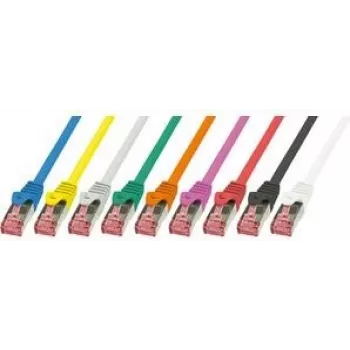 LogiLink CQ2077S cavo di rete RJ45, cavo patch CAT 6 S/FTP 5,00 m giallo ignifugo, con scarico di trazione