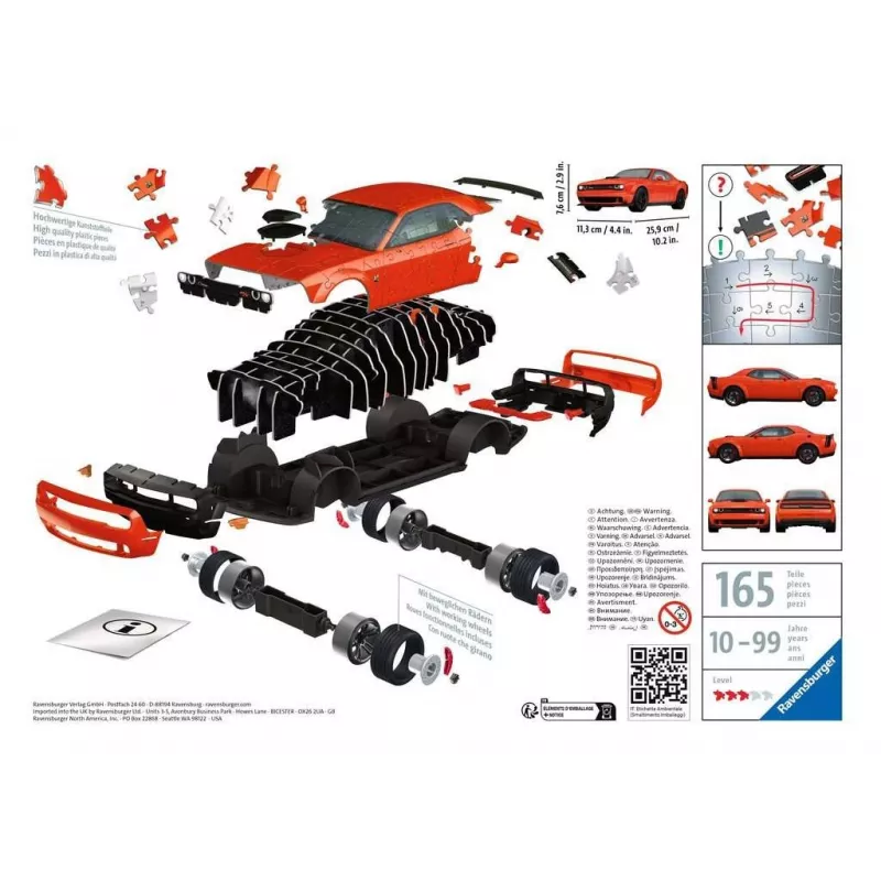 Puzzle 3D Ravensburger Dodge Challenger R/T Scat Pack Widebody 108 pezzi