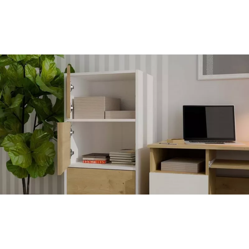 Comodino ALMA bianco/rovere artisan