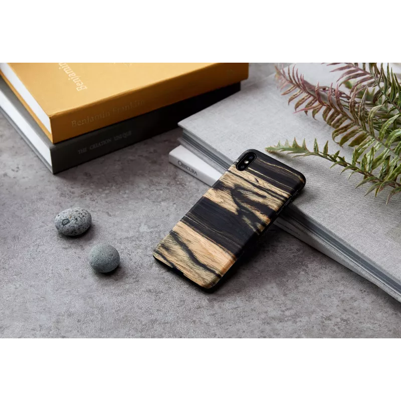 Custodia per cellulare man and wood per iPhone XS Max – tonalità ebano bianco nero